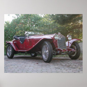 Póster Automóvil descubierto 1929 de Alfa Romeo 1750