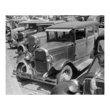 Automóviles en Main Street, 1941. Foto antigua