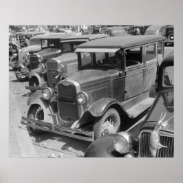Póster Automóviles en Main Street, 1941. Foto antigua