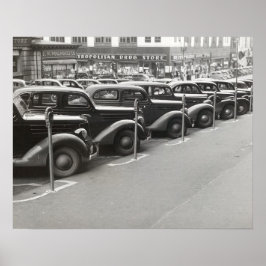 Póster Automóviles en Omaha, 1938. Foto antigua