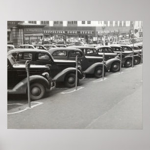 Póster Automóviles en Omaha, 1938. Foto antigua