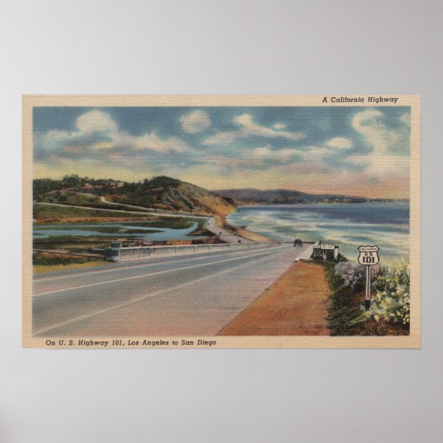 Póster Autopista 101 en la costa de California ViewState (Frente)