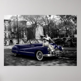 Póster Autopista Buick Roadmaster de Colorsplash Woman de