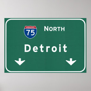 Póster Autopista Detroit Michigan mi autopista interestat