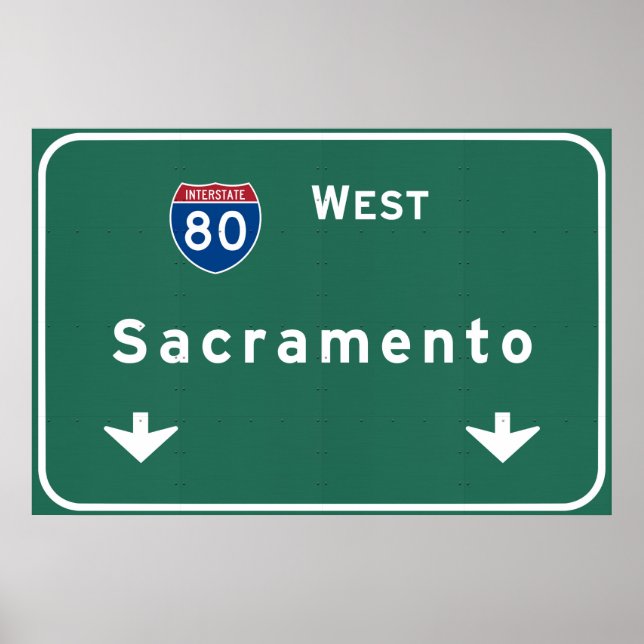 Póster Autopista Interestatal de Sacramento California: (Frente)