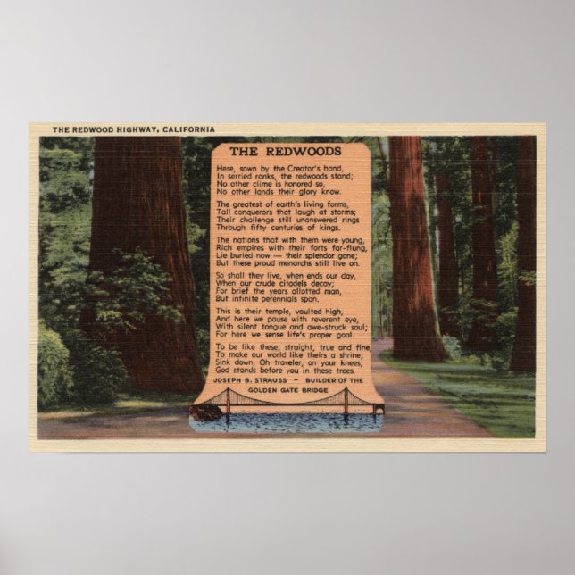 Póster Autopista Redwood, poema de Strauss (Frente)
