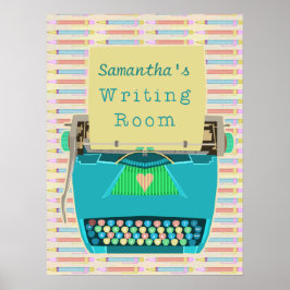 Póster Autores de máquina de escribir en sala personaliza
