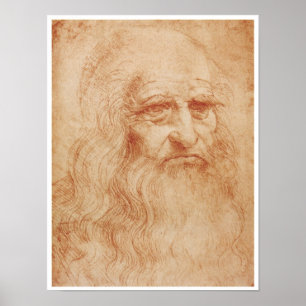 Póster Autoretrato, Calca Roja, Leonardo da Vinci, 1519