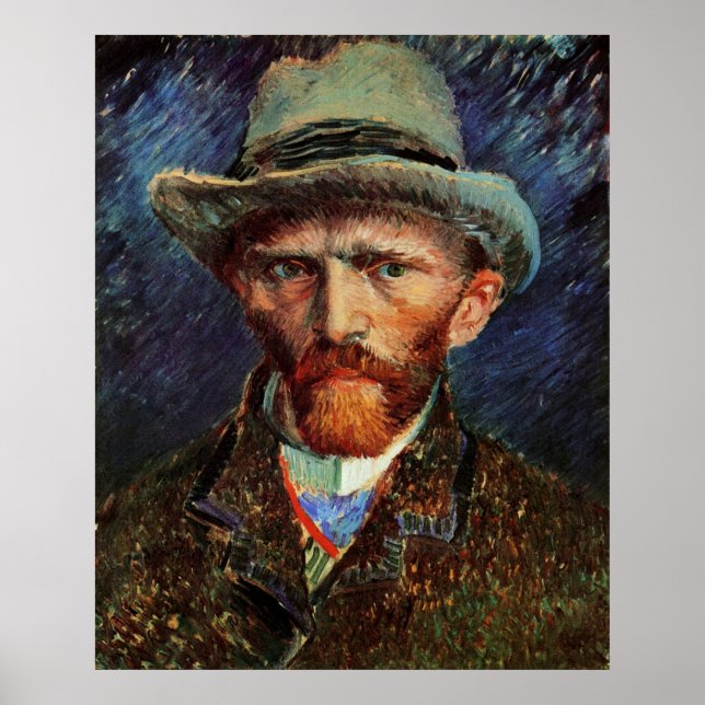 Póster Autoretrato con Gorra de Grey Felt de van Gogh (Frente)