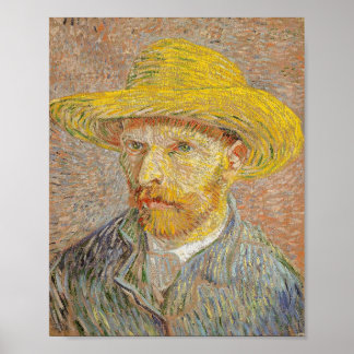 Póster Autoretrato con Gorra de paja (1887)
