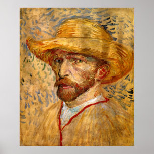 Póster Autoretrato con Gorra de paja, Vincent Van Gogh