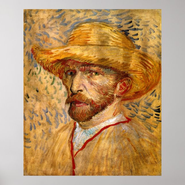 Póster Autoretrato con Gorra de paja, Vincent Van Gogh (Frente)