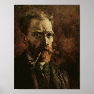 Póster Autoretrato con tubería, Bella Artes Van Gogh
