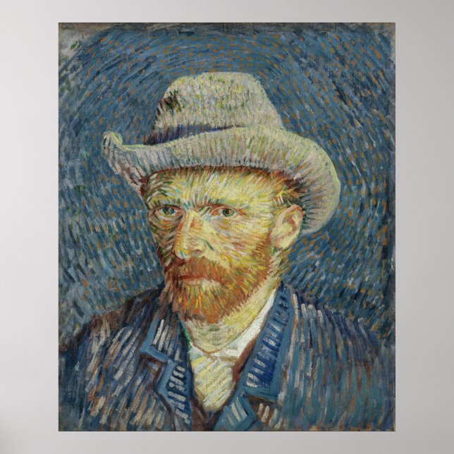 Póster Autoretrato con Van Gogh, Gorra de Felt Grey (Frente)
