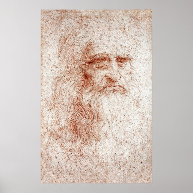 Póster Autoretrato de Leonardo da Vinci (1512) Pintura (Frente)