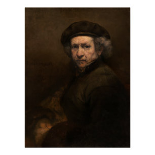 Póster Autoretrato de Rembrandt con Beret Glossy