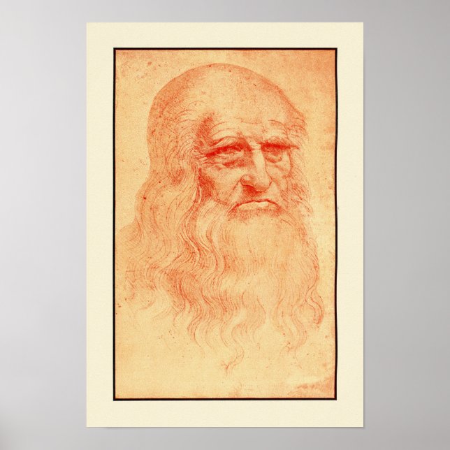 Póster Autoretrato de tiza roja de Leonardo da Vinci (Frente)