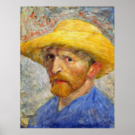 Póster Autoretrato de Van Gogh con Gorra de paja