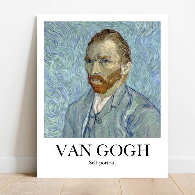 Póster Autoretrato de Vincent van Gogh (Own a Van Gogh: Self-Portrait (1889). Vivid colors, museum-quality print)