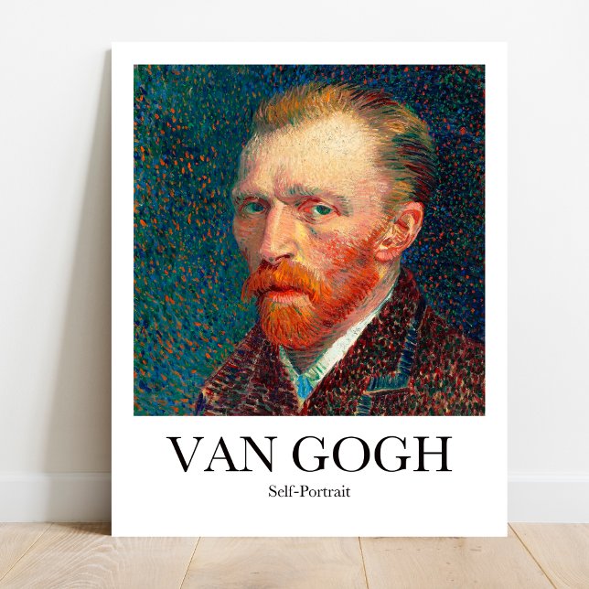 Póster Autoretrato de Vincent van Gogh (Own a Van Gogh: Self-Portrait (1887). Bold colors, iconic image. Museum-quality poster)