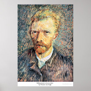 Póster Autoretrato en camisa marrón de Vincent van Gogh
