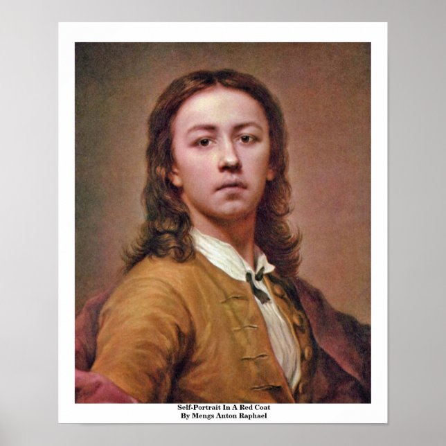 Póster Autoretrato En Un Abrigo Rojo De Mengs Anton Rapha (Frente)