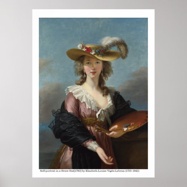 Póster Autoretrato en un Gorra de paja 1782 (Frente)