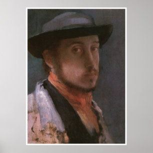 Póster Autoretrato en un Gorra suave, Edgar Degas 1857