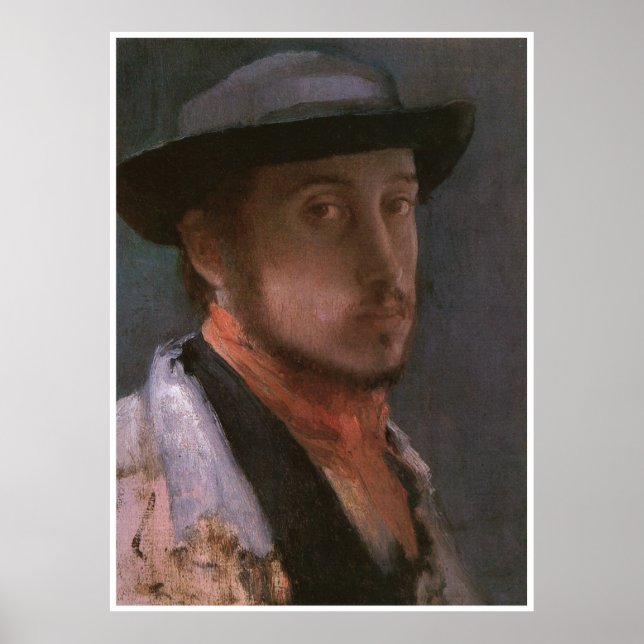 Póster Autoretrato en un Gorra suave, Edgar Degas 1857 (Frente)