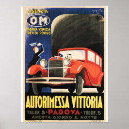 Póster AUTORIMESSA VITTORIA Padova Italia Vintage