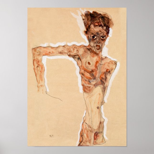 Póster Autorretrato (1911) | Egon Schiele | (Frente)