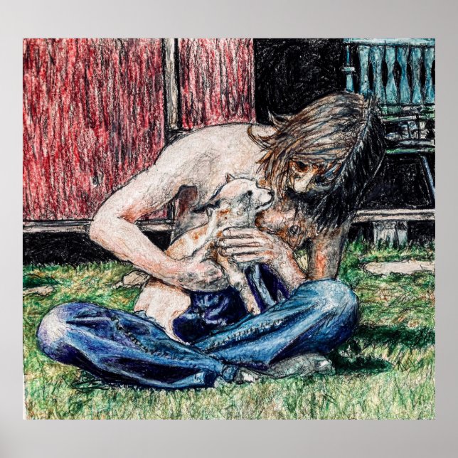 Póster "Autorretrato 1974" foto de mi perro y yo (Frente)