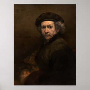 Póster Autorretrato con Beret de Rembrandt