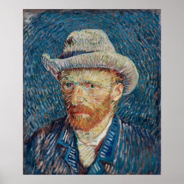 Póster Autorretrato con Gorra de felación gris de Vincent (Frente)