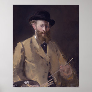 Póster Autorretrato con la paleta por Manet - poster
