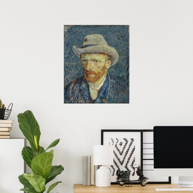 Póster Autorretrato con sombrero de fieltro gris de Vince (Oficina en casa)