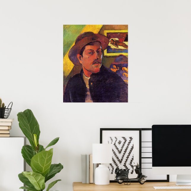 Póster Autorretrato con sombrero, Paul Gauguin, (Oficina en casa)