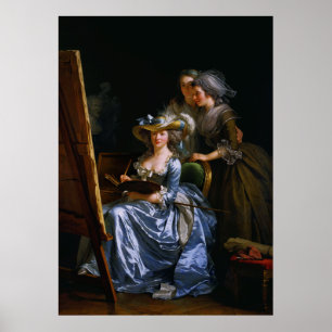 Póster Autorretrato de Adélaïde Labille-Guiard con dos gr