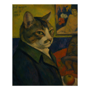 Póster Autorretrato de Paul Gauguin Vol. 2 como un gato