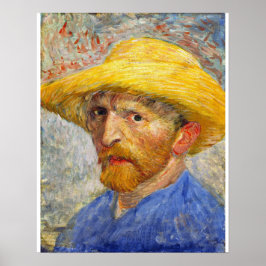 Póster Autorretrato de Van Gogh con sombrero de paja