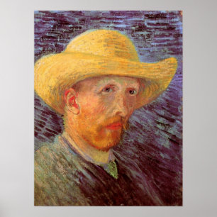Póster Autorretrato de Vincent van Gogh con sombrero de p