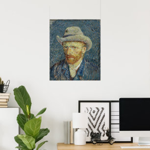 Póster Autorretrato de Vincent van Gogh con sombrero gris