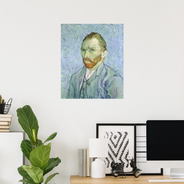 Póster Autorretrato en azul de Vincent van Gogh (Oficina en casa)