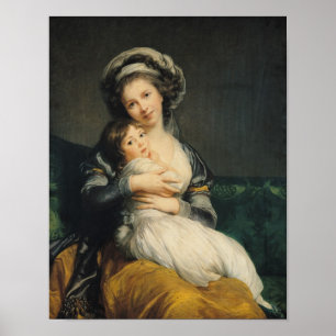 Póster Autorretrato en un turbante con su niño, 1786