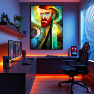 Póster Autorretrato - Obra Maestra Cubista Inspirada