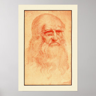 Póster Autorretrato rojo de la tiza de Leonardo da Vinci