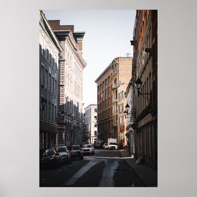 PÓSTER AUTOS ESTACIONADOS AL LADO DE LA CARRETERA ENTRE E (Frente)