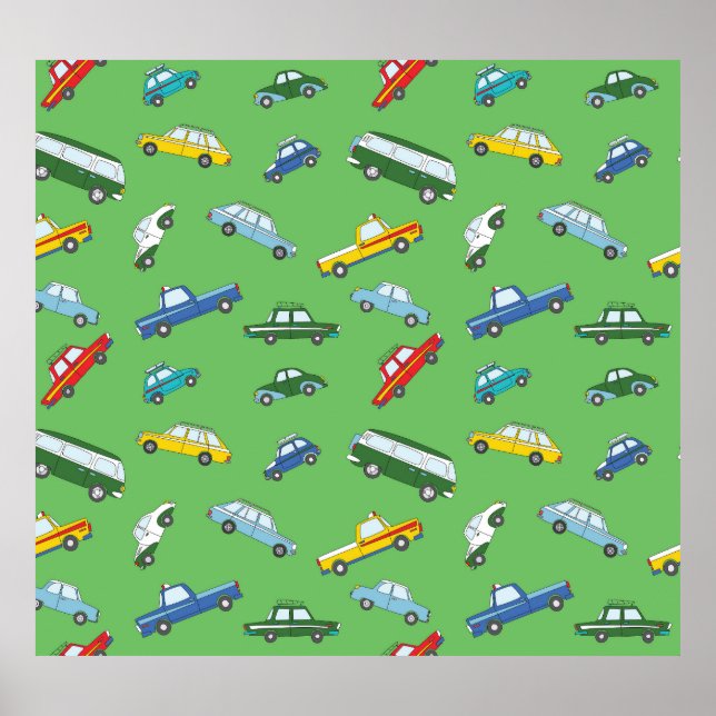 Póster Autos retro: Patrón de mano delgada (Frente)