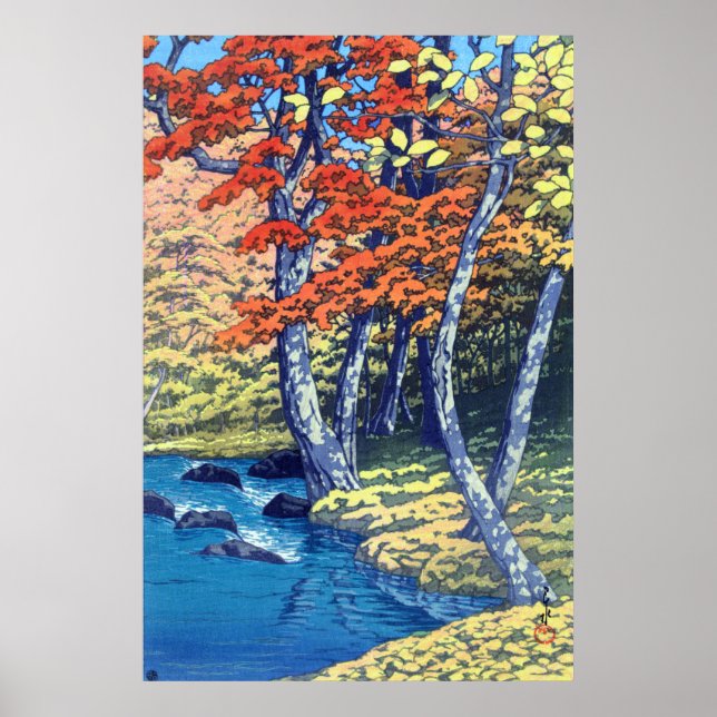 Póster Autumn at Oirase Kawase Hasui 1933 (Frente)