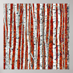 PÓSTER AUTUMN BIRCH TREES POSTER
